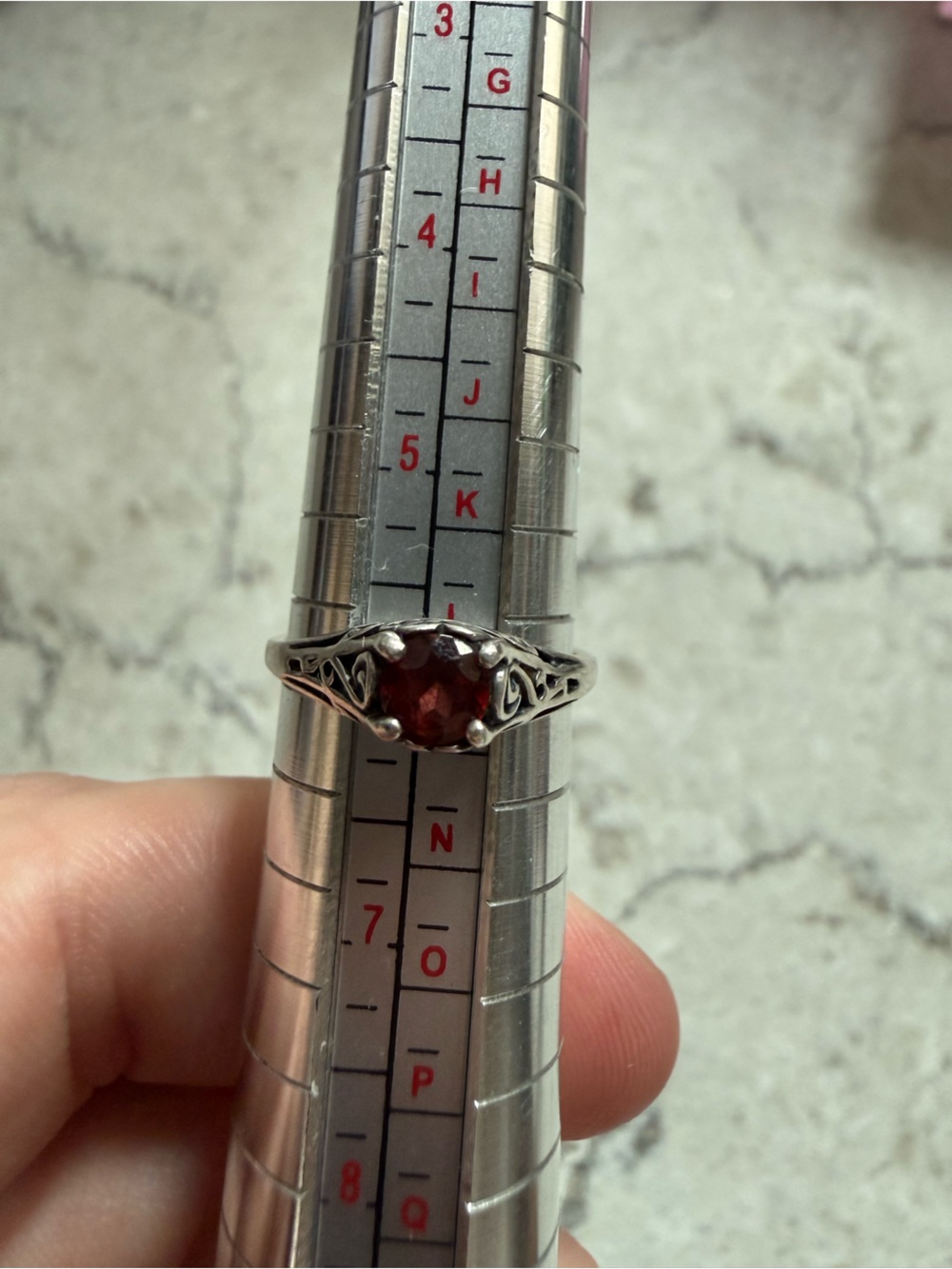 Vintage Silver Ring with Deep Red Garnet - Picture 7 of 7